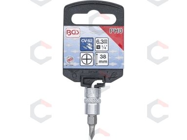 Antgalis įpresuotas į galvutę | 6.3 mm (1/4") | kryžminis PH0 (2504) Antgalis įpresuotas į galvutę | 6.3 mm (1/4") | kryžminis PH0 (2504)