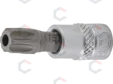 Antgalis įpresuotas į galvutę | 6.3 mm (1/4") | T-star su skyle (Torx) T50 (2165-T50) Antgalis įpresuotas į galvutę | 6.3 mm (1/4") | T-star su skyle (Torx) T50 (2165-T50)
