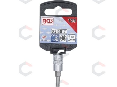 Antgalis įpresuotas į galvutę | 6.3 mm (1/4") | T-Star (Torx) T25 (2593) Antgalis įpresuotas į galvutę | 6.3 mm (1/4") | T-Star (Torx) T25 (2593)