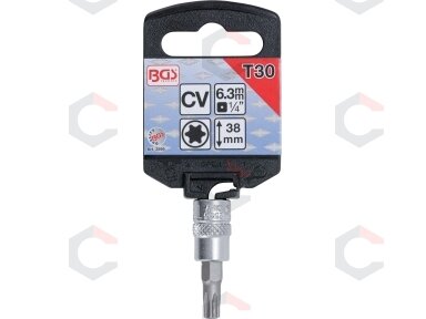 Antgalis įpresuotas į galvutę | 6.3 mm (1/4") | T-Star (Torx) T30 (2595) Antgalis įpresuotas į galvutę | 6.3 mm (1/4") | T-Star (Torx) T30 (2595)