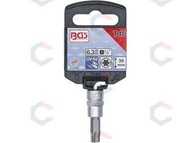 Antgalis įpresuotas į galvutę | 6.3 mm (1/4") | T-Star (Torx) T40 (2596) Antgalis įpresuotas į galvutę | 6.3 mm (1/4") | T-Star (Torx) T40 (2596)