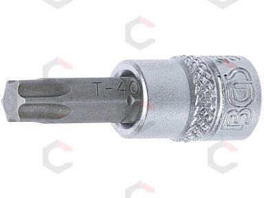 Antgalis įpresuotas į galvutę | 6.3 mm (1/4") | T-Star (Torx) T40 (2596) Antgalis įpresuotas į galvutę | 6.3 mm (1/4") | T-Star (Torx) T40 (2596)