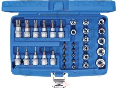 Antgalių ir galvučių rinkinys | 10 mm (3/8") | T-star (Torx) | 34 vnt. (5021)