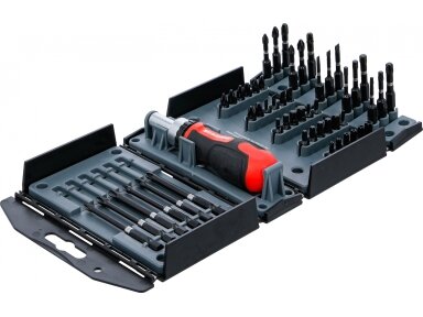 Torsioninių antgalių rinkinys su terkšline rankena | 1/4" Hex | 52 vnt. (90106) Torsioninių antgalių rinkinys su terkšline rankena | 1/4" Hex | 52 vnt. (90106)