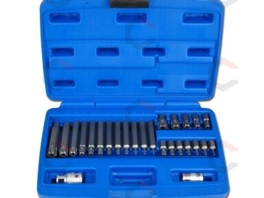 Antgalių komplektas | su skylutėmis | 10 mm (3/8") | T-Star (Torx) | 26 vnt. (5022) Antgalių komplektas | su skylutėmis | 10 mm (3/8") | T-Star (Torx) | 26 vnt. (5022)