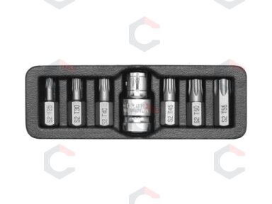 Antgalių rinkinys | 10 mm (3/8") | T-Star (Torx) | 7 vnt. (YT-0410) Antgalių rinkinys | 10 mm (3/8") | T-Star (Torx) | 7 vnt. (YT-0410)