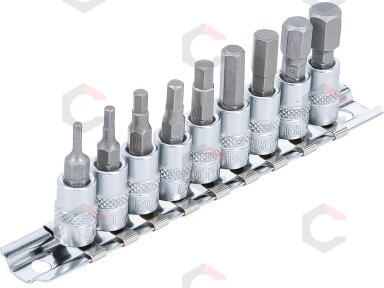 Antgalių rinkinys | 6.3 mm (1/4") | hex šešiakampis | coliniai dydžiai 3/32" - 3/8 "| 9 vnt. (2749) Antgalių rinkinys | 6.3 mm (1/4") | hex šešiakampis | coliniai dydžiai 3/32" - 3/8 "| 9 vnt. (2749)
