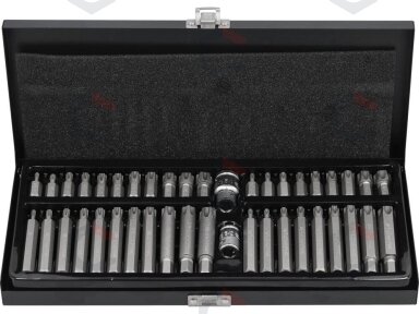 Antgalių rinkinys | Ribe / T-Star (Torx) su skyle | 42 vnt (YT-0420) Antgalių rinkinys | Ribe / T-Star (Torx) su skyle | 42 vnt (YT-0420)