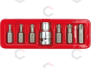 Antgalių rinkinys TORX, 7 dalių, 30mm ilgio (66570)