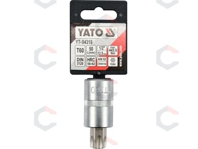 Antgalis įpresuotas į galvutę 1/2", T60 x 55 mm (YT-04318) 1 Antgalis įpresuotas į galvutę 1/2", T60 x 55 mm (YT-04318) 1