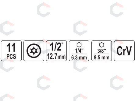 Antgalių rinkinys | sugadintiems T-Star (Torx) su skyle | 11 vnt. (YT-04582) 3 Antgalių rinkinys | sugadintiems T-Star (Torx) su skyle | 11 vnt. (YT-04582) 3