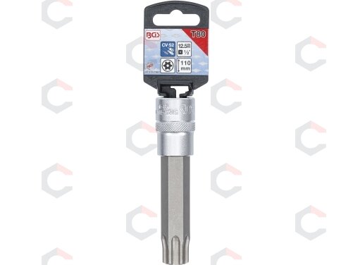 Antgalis įpresuotas į galvutę | lgis 110 mm | 12,5 mm (1/2") | T-Star su skyle (Torx) T80 (5103-TB80) 1 Antgalis įpresuotas į galvutę | lgis 110 mm | 12,5 mm (1/2") | T-Star su skyle (Torx) T80 (5103-TB80) 1