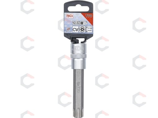 Antgalis įpresuotas į galvutę | ilgis 110 mm | 12,5 mm (1/2") | T-star su skyle (Torx) T70 (5103-TB70) 1 Antgalis įpresuotas į galvutę | ilgis 110 mm | 12,5 mm (1/2") | T-star su skyle (Torx) T70 (5103-TB70) 1