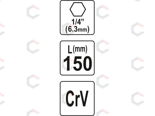 Antgalių laikiklis 1/4" | 150 mm (YT-04695) 4 Antgalių laikiklis 1/4" | 150 mm (YT-04695) 4