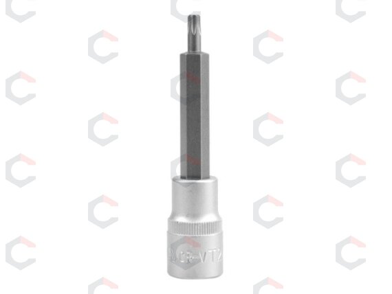 Antgalis įpresuotas į galvutę 1/2", 100 mm ilgio, T27 (YT-0435)