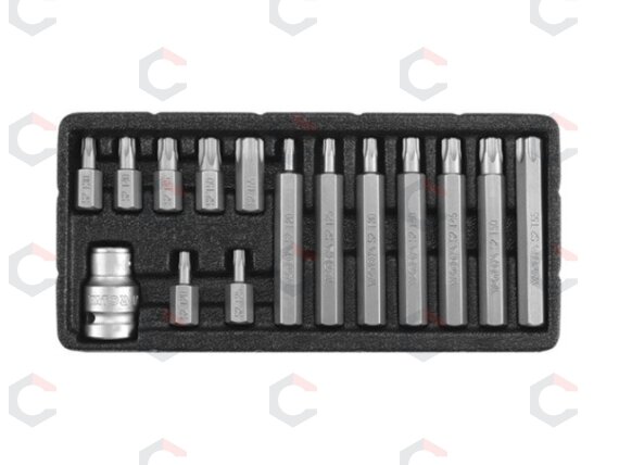 Atsuktuvų antgalių rinkinys | Torx TR | 15 vnt. (YT-0417) Atsuktuvų antgalių rinkinys | Torx TR | 15 vnt. (YT-0417)