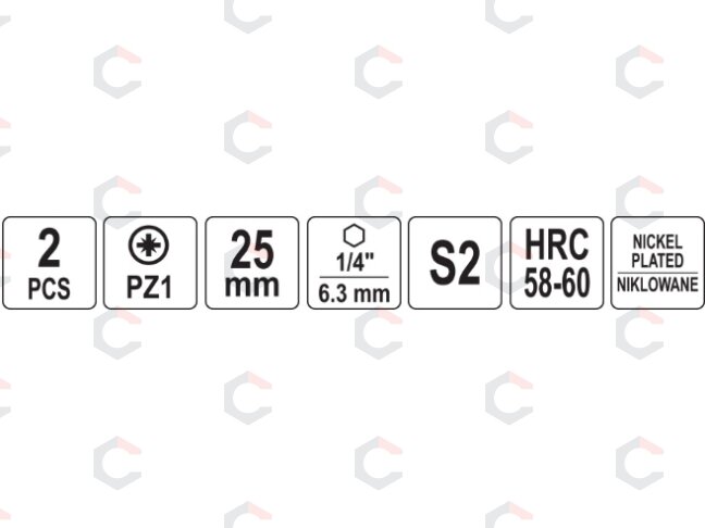 Antgaliai | 6,3 mm (1/4") | S2 Ni | kryžminiai PZ1 | 2 vnt. (YT-78003) 4