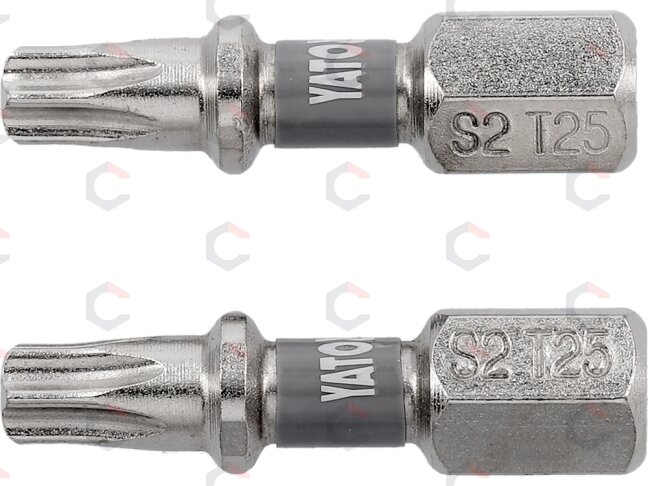 Antgaliai | 6,3 mm (1/4") | S2 Ni | T-Star (Torx) T25 | 2 vnt. (YT-78014) Antgaliai | 6,3 mm (1/4") | S2 Ni | T-Star (Torx) T25 | 2 vnt. (YT-78014)