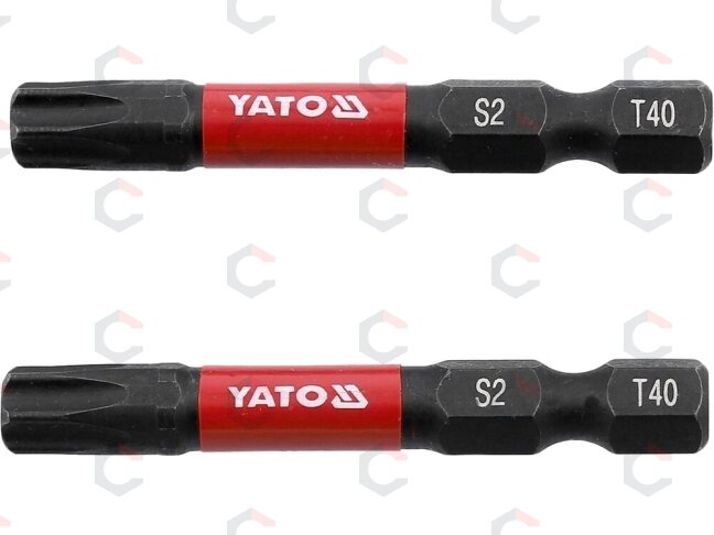 Antgaliai smūginiai | 6,3 mm (1/4") | S2 | T-Star (Torx) T40 | 2 vnt. (YT-78057) Antgaliai smūginiai | 6,3 mm (1/4") | S2 | T-Star (Torx) T40 | 2 vnt. (YT-78057)