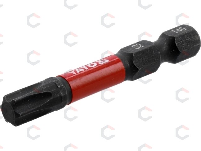 Antgaliai smūginiai | 6,3 mm (1/4") | S2 | T-Star (Torx) T40 | 2 vnt. (YT-78057) 1 Antgaliai smūginiai | 6,3 mm (1/4") | S2 | T-Star (Torx) T40 | 2 vnt. (YT-78057) 1