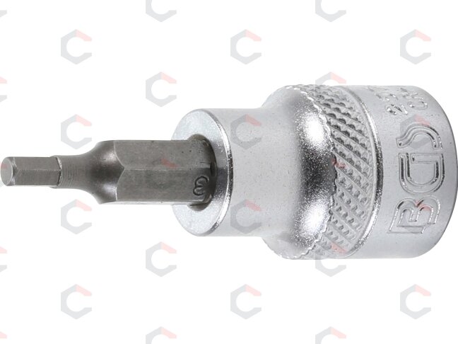 Antgalis įpresuotas į galvutę | 10 mm (3/8") | hex šešiakampis 3 mm (2576) Antgalis įpresuotas į galvutę | 10 mm (3/8") | hex šešiakampis 3 mm (2576)