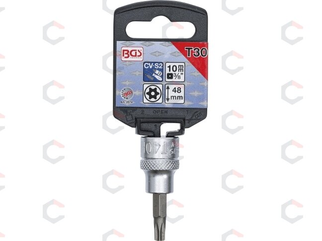 Antgalis įpresuotas į galvutę | 10 mm (3/8") | T-star su skyle (Torx) T27 (2573) 1 Antgalis įpresuotas į galvutę | 10 mm (3/8") | T-star su skyle (Torx) T27 (2573) 1