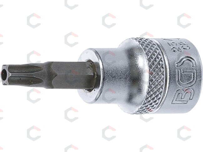 Antgalis įpresuotas į galvutę | 10 mm (3/8") | T-star su skyle (Torx) T27 (2573) Antgalis įpresuotas į galvutę | 10 mm (3/8") | T-star su skyle (Torx) T27 (2573)