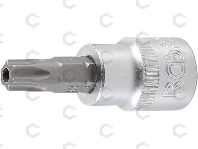 Antgalis įpresuotas į galvutę | 10 mm (3/8") | T-Star su skyle | (Torx) T45 (2597) Antgalis įpresuotas į galvutę | 10 mm (3/8") | T-Star su skyle | (Torx) T45 (2597)