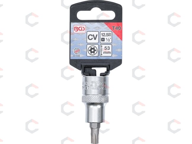 Antgalis įpresuotas į galvutę | 12,5 mm (1/2") | T-Star su skyle (Torx) T40 (4326) 1 Antgalis įpresuotas į galvutę | 12,5 mm (1/2") | T-Star su skyle (Torx) T40 (4326) 1