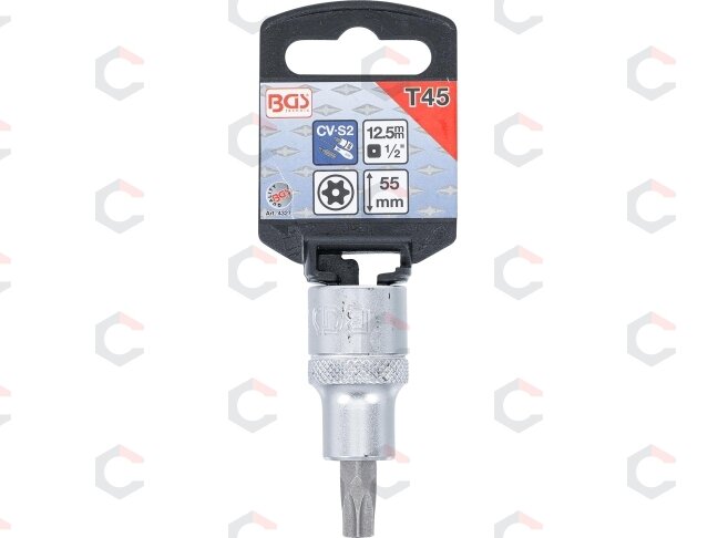 Antgalis įpresuotas į galvutę | 12,5 mm (1/2") | T-Star su skyle (Torx) T45 (4327) 1 Antgalis įpresuotas į galvutę | 12,5 mm (1/2") | T-Star su skyle (Torx) T45 (4327) 1