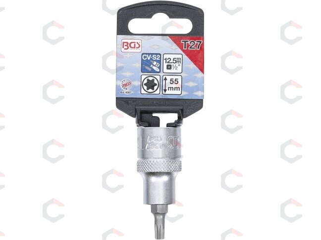 Antgalis įpresuotas į galvutę | 12,5 mm (1/2") | T-Star (Torx) T27 (4367) 1 Antgalis įpresuotas į galvutę | 12,5 mm (1/2") | T-Star (Torx) T27 (4367) 1