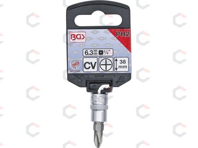 Antgalis įpresuotas į galvutę | 6.3 mm (1/4") | kryžminis PH2 (2488) 1 Antgalis įpresuotas į galvutę | 6.3 mm (1/4") | kryžminis PH2 (2488) 1