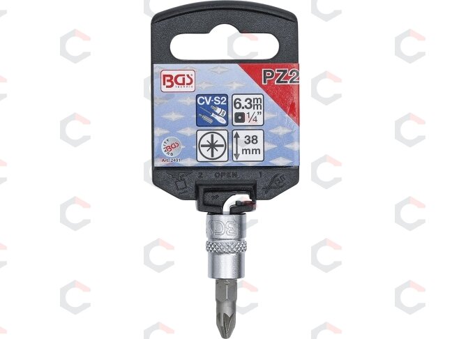 Antgalis įpresuotas į galvutę | 6.3 mm (1/4") | Kryžminis PZ2 (2491) 1 Antgalis įpresuotas į galvutę | 6.3 mm (1/4") | Kryžminis PZ2 (2491) 1