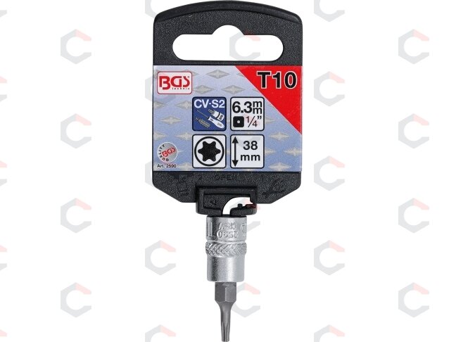 Antgalis įpresuotas į galvutę | 6.3 mm (1/4") | T-Star (Torx) T10 (2590) 1 Antgalis įpresuotas į galvutę | 6.3 mm (1/4") | T-Star (Torx) T10 (2590) 1