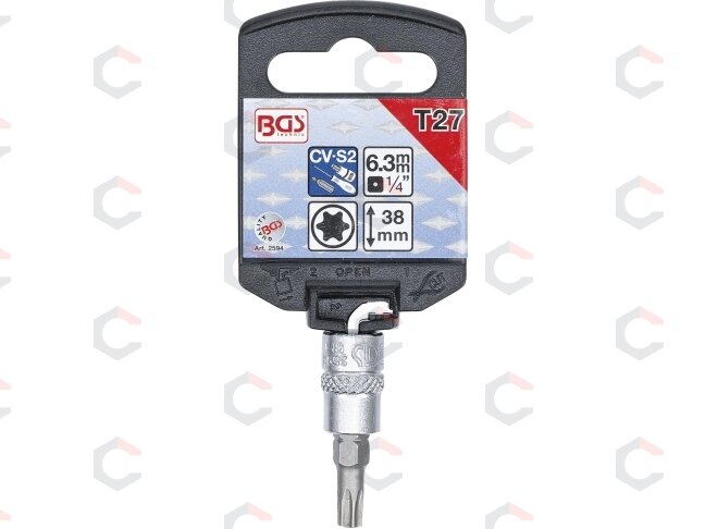 Antgalis įpresuotas į galvutę | 6.3 mm (1/4") | T-Star (Torx) T27 (2594) 1