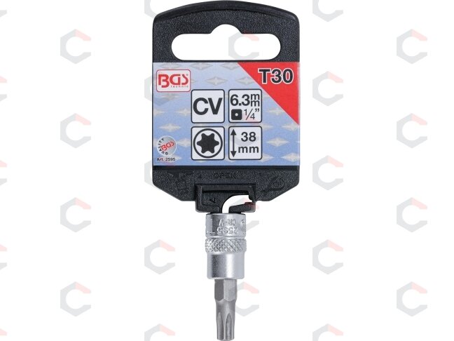 Antgalis įpresuotas į galvutę | 6.3 mm (1/4") | T-Star (Torx) T30 (2595) 1 Antgalis įpresuotas į galvutę | 6.3 mm (1/4") | T-Star (Torx) T30 (2595) 1
