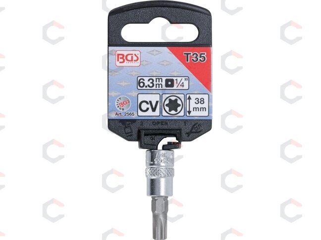 Antgalis įpresuotas į galvutę | 6.3 mm (1/4") | T-Star (Torx) T35 (2565) 1 Antgalis įpresuotas į galvutę | 6.3 mm (1/4") | T-Star (Torx) T35 (2565) 1