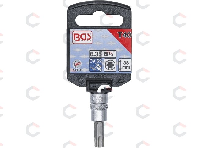 Antgalis įpresuotas į galvutę | 6.3 mm (1/4") | T-Star (Torx) T40 (2596) 1 Antgalis įpresuotas į galvutę | 6.3 mm (1/4") | T-Star (Torx) T40 (2596) 1