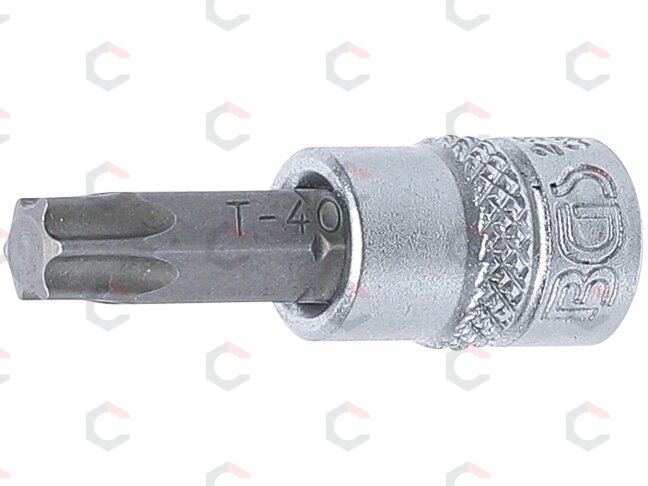 Antgalis įpresuotas į galvutę | 6.3 mm (1/4") | T-Star (Torx) T40 (2596) Antgalis įpresuotas į galvutę | 6.3 mm (1/4") | T-Star (Torx) T40 (2596)
