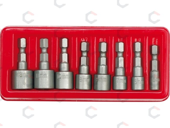 Antgalių-galvučių rinkinys 8vnt, 1/4"(6.3mm) 5-13 mm (66113) Antgalių-galvučių rinkinys 8vnt, 1/4"(6.3mm) 5-13 mm (66113)