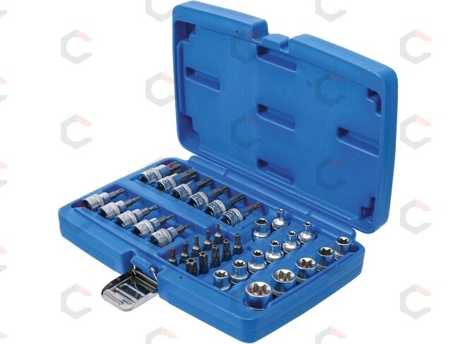 Antgalių ir galvučių rinkinys | 10 mm (3/8") | T-star (Torx) | 34 vnt. (5021) 3 Antgalių ir galvučių rinkinys | 10 mm (3/8") | T-star (Torx) | 34 vnt. (5021) 3