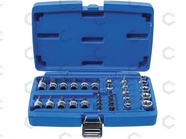 Antgalių ir galvučių rinkinys | 10 mm (3/8") | T-star (Torx) | 34 vnt. (5021) Antgalių ir galvučių rinkinys | 10 mm (3/8") | T-star (Torx) | 34 vnt. (5021)