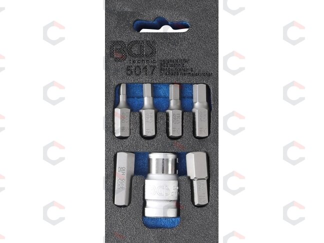 Antgalių komplektas | 10 mm (3/8") storio | hex šešiakampis | 7 vnt. (5017) Antgalių komplektas | 10 mm (3/8") storio | hex šešiakampis | 7 vnt. (5017)