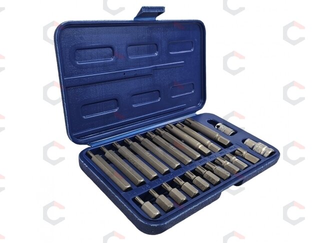 Antgalių komplektas | 10 mm (3/8") storis | Spline (Ribe) | 21 vnt. (RB21S) 1 Antgalių komplektas | 10 mm (3/8") storis | Spline (Ribe) | 21 vnt. (RB21S) 1