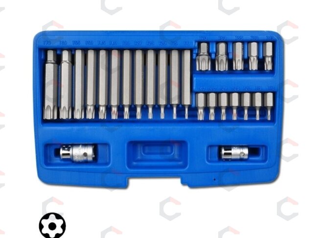 Antgalių komplektas | su skylutėmis | 10 mm (3/8") | T-Star (Torx) | 26 vnt. (5022) 1 Antgalių komplektas | su skylutėmis | 10 mm (3/8") | T-Star (Torx) | 26 vnt. (5022) 1