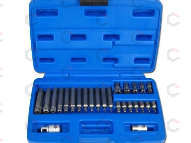 Antgalių komplektas | su skylutėmis | 10 mm (3/8") | T-Star (Torx) | 26 vnt. (5022) Antgalių komplektas | su skylutėmis | 10 mm (3/8") | T-Star (Torx) | 26 vnt. (5022)