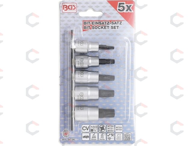 Antgalių rinkinys | 10 mm (3/8") | 4-kampų profilis (MTS-Mortorq) MTS0 - MTS04 | 5 pcs. (9756) 1