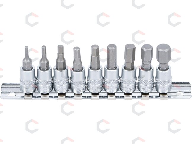 Antgalių rinkinys | 6.3 mm (1/4") | hex šešiakampis | coliniai dydžiai 3/32" - 3/8 "| 9 vnt. (2749) 2