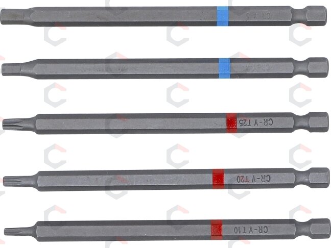 Ilgų sukimo antgalių rinkinys | šešiabriauniai ir T profilio | 1/4" | 110 mm | 5 vnt. (4836) 2 Ilgų sukimo antgalių rinkinys | šešiabriauniai ir T profilio | 1/4" | 110 mm | 5 vnt. (4836) 2