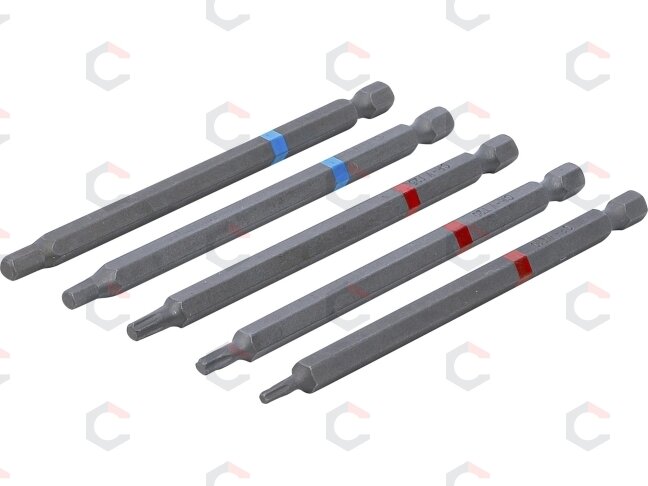 Ilgų sukimo antgalių rinkinys | šešiabriauniai ir T profilio | 1/4" | 110 mm | 5 vnt. (4836) Ilgų sukimo antgalių rinkinys | šešiabriauniai ir T profilio | 1/4" | 110 mm | 5 vnt. (4836)